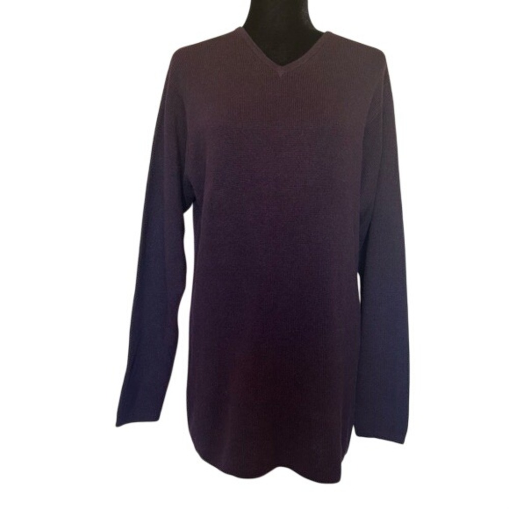 NWT Geoffrey Beene Easy Pieces Dark Purple V Neckline Sweater Size Medium